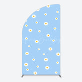 Lofaris Fresh Blue Spring Daisy Happy Birthday Half Moon Arch Backdrop